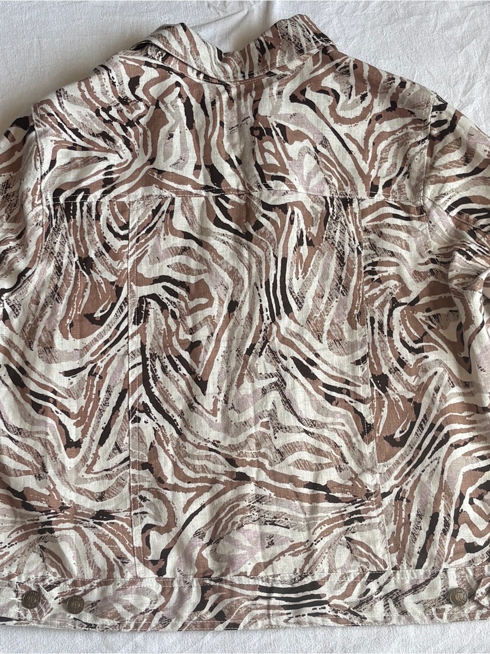Carole Little Women's Printed Button-Front Jacket in Beige and Brown - Picture 6 of 12